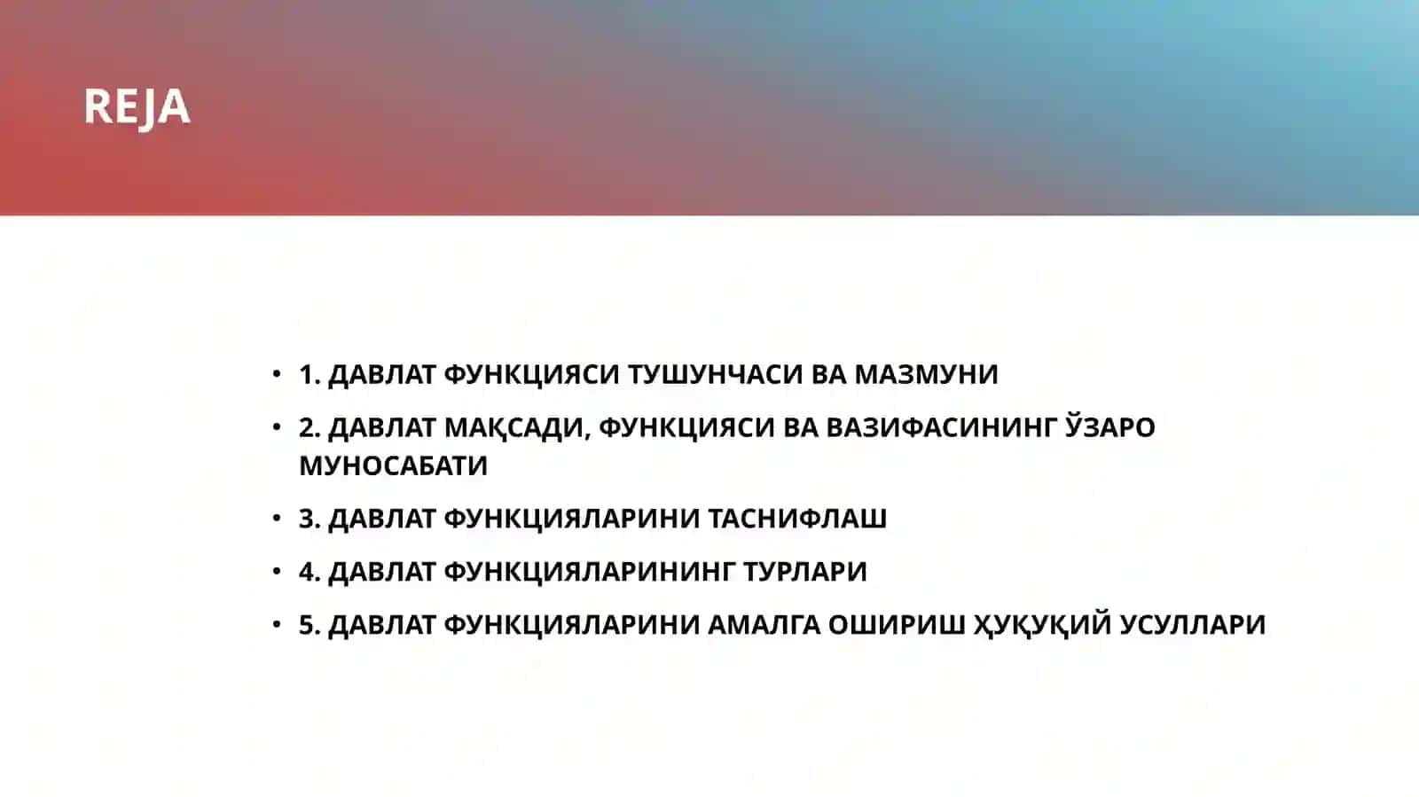 DAVLAT FUNKSIYALARI 2