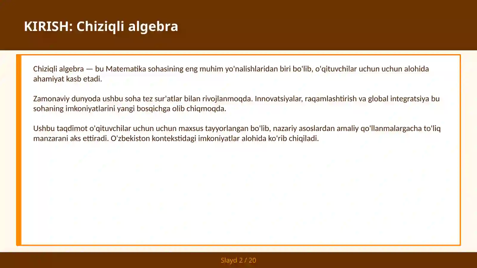 Chiziqli algebra 2