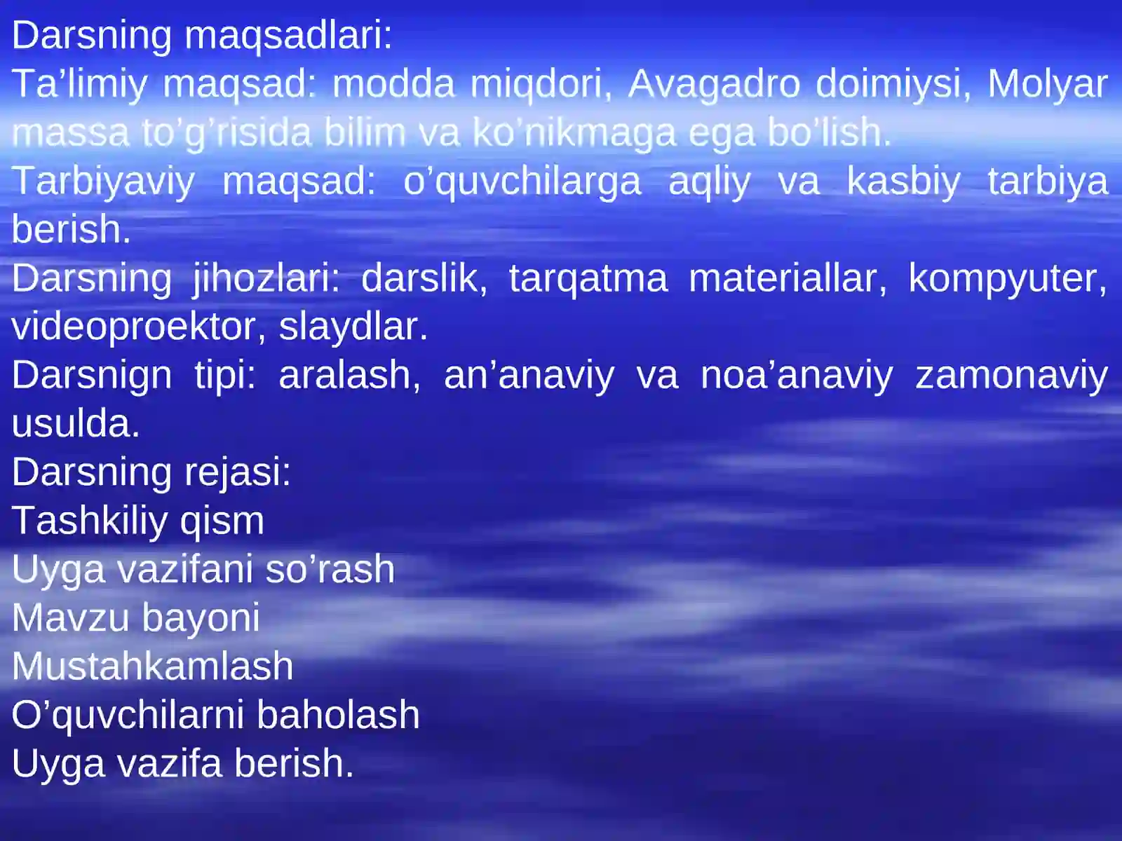 Modda miqdori va Molyar massa 2