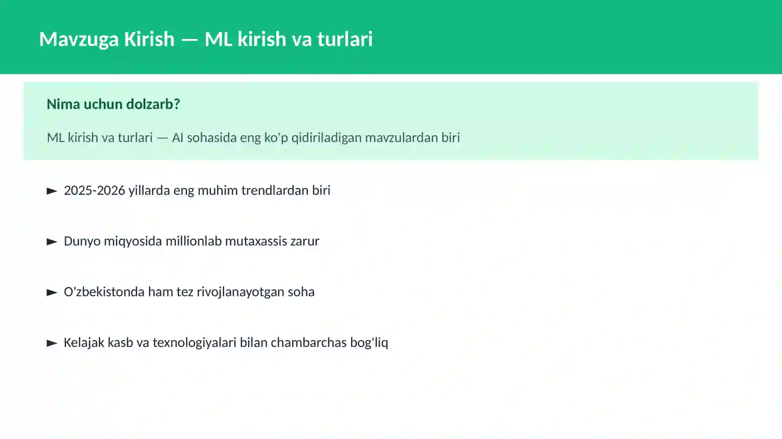 AI | MACHINE LEARNING ASOSLARI 2