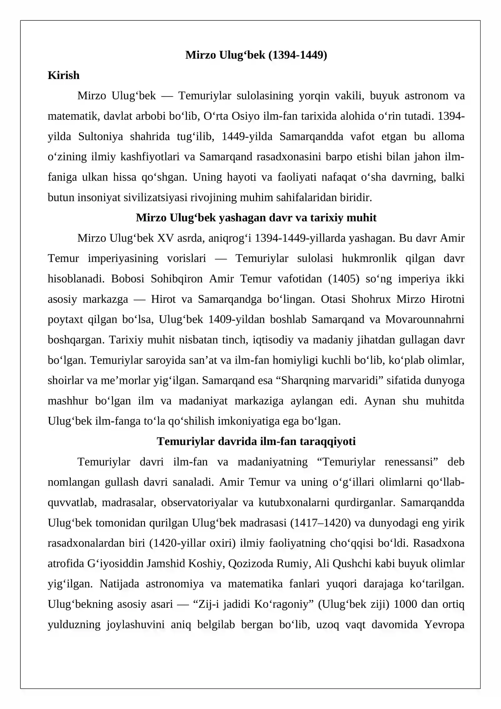 Mirzo Ulug‘bek (1394-1449) 2