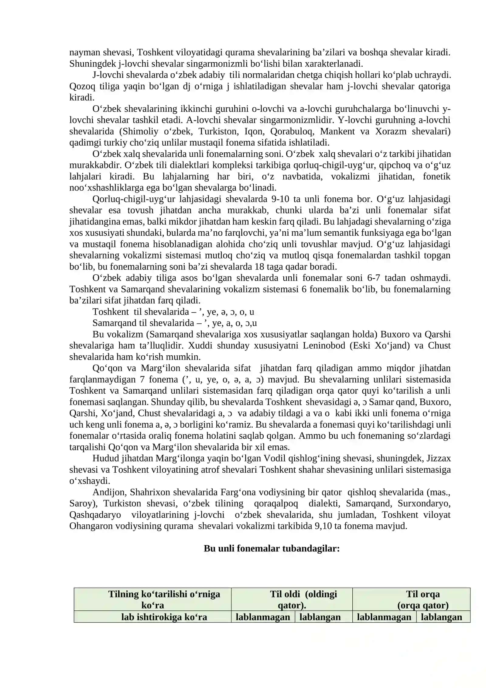 O‘ZBEK SHEVALARINING FONETIK XUSUSIYATLARI 2