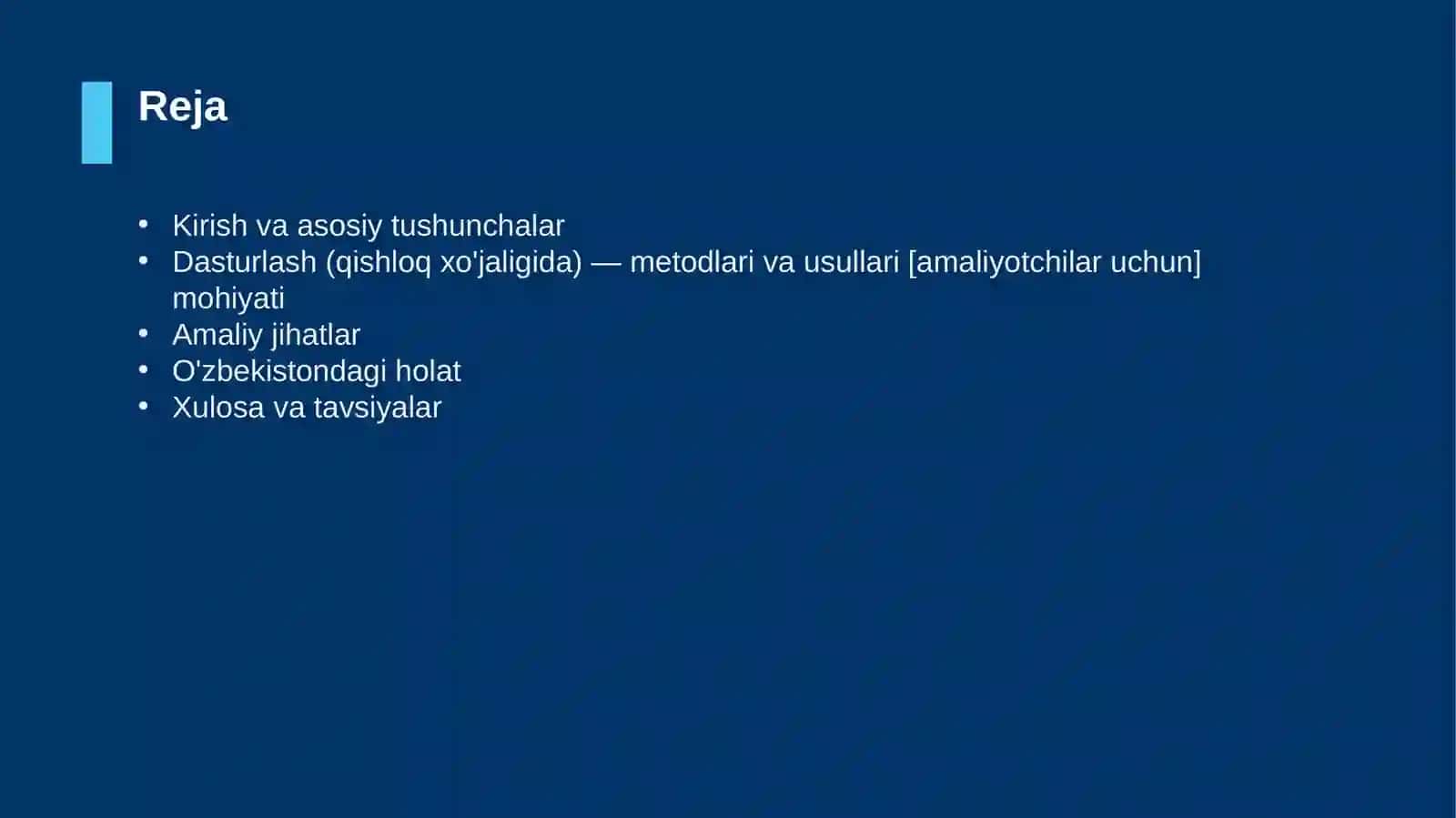 Dasturlash (qishloq xo'jaligida) — metodlari va usullari [amaliyotchilar uchun] 2