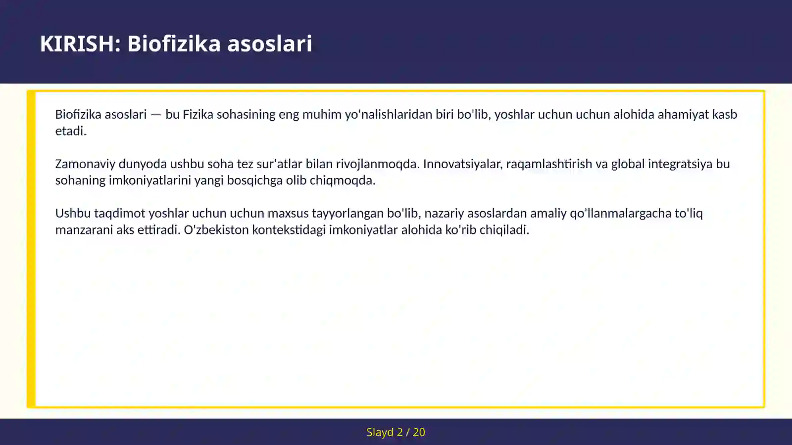 BIOFIZIKA ASOSLARI 2