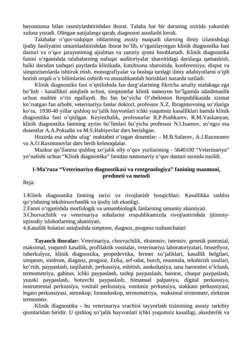 Veterinariya mutaxassislarini tayyorlash 2