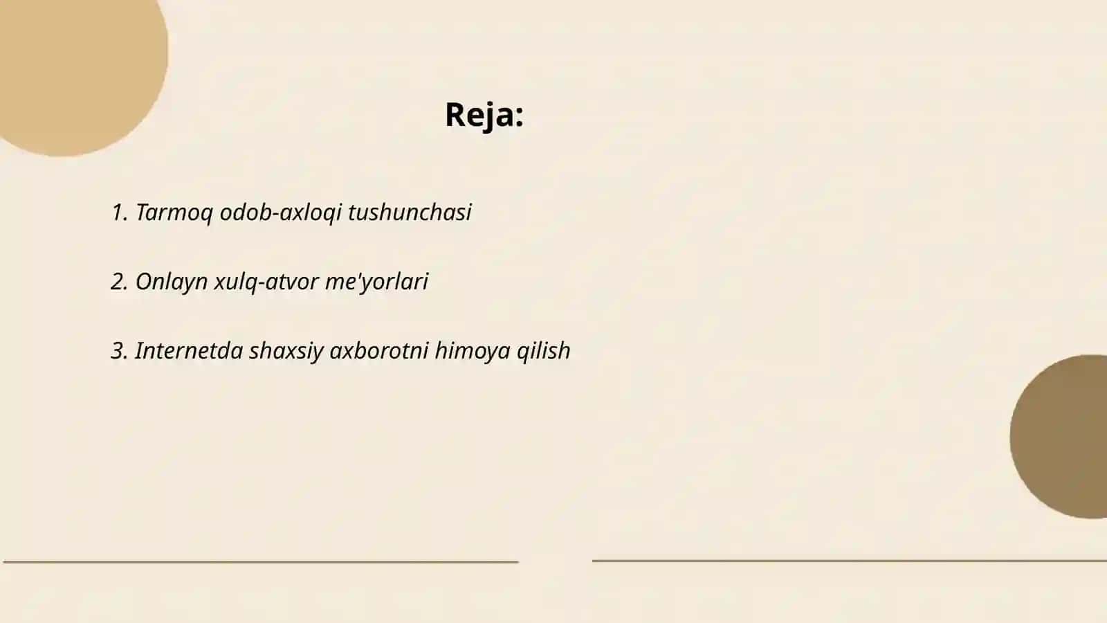 Tarmoq odob axloqi mavzusida 2