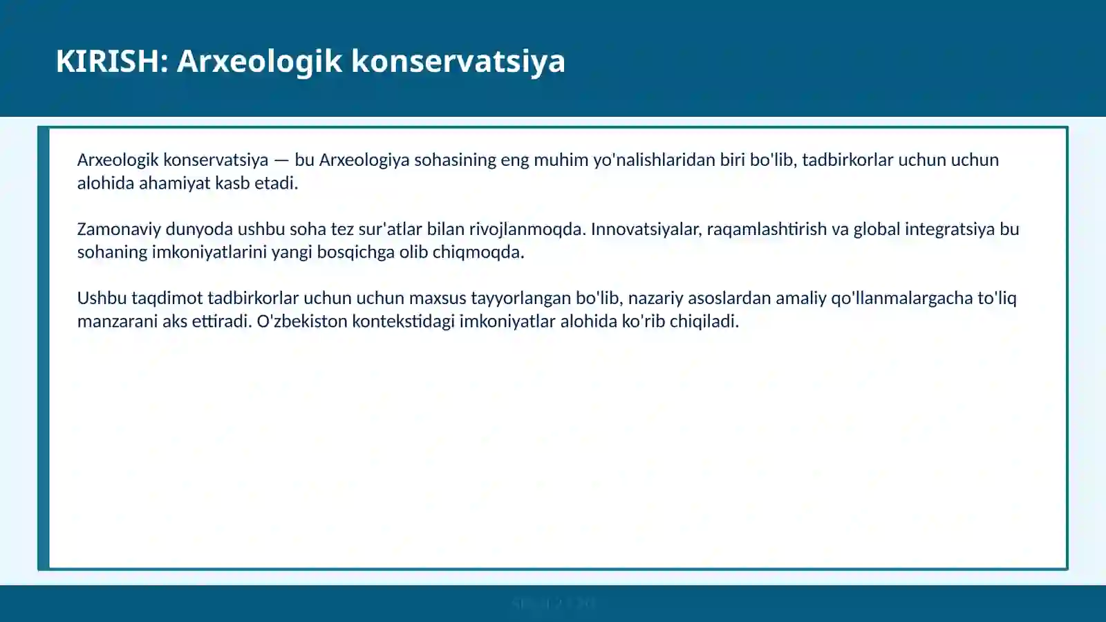 ARXEOLOGIK KONSERVATSIYA 2