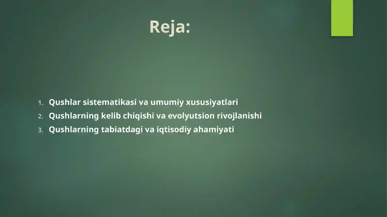 Qushlar sistematikasi. Qushlarning kelib chiqishi va iqtisodiy ahamiyati 2