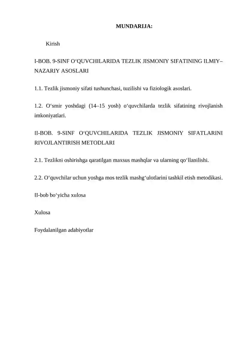 Yuqori 9-sinf o'quchilarini tezlik jismoniy sifatlarini rivojlantirish usullari 2