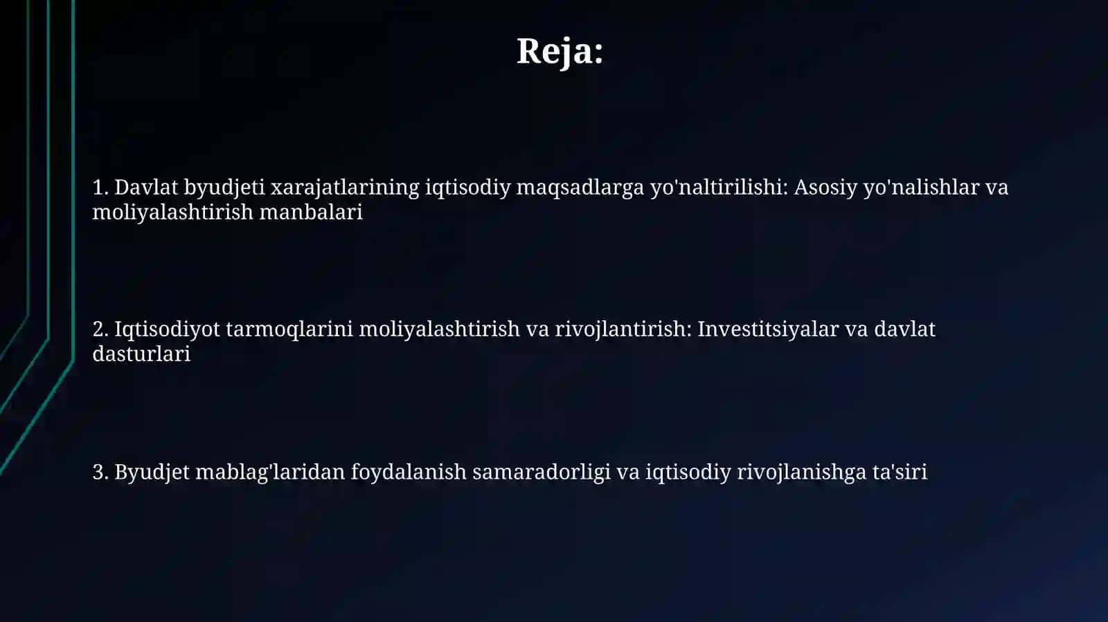 Davlat byudjetining iqtisodiy maqsadlaridagi xarajatlari 2