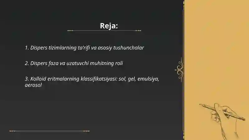 Dispers sistemalar.Kolloid eritmalar. 2