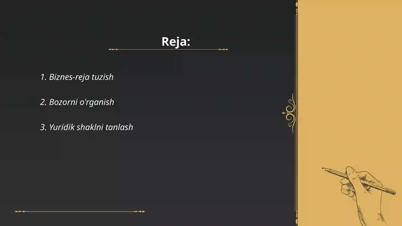 Biznes faoliyatini tashkil etish tartibi 2