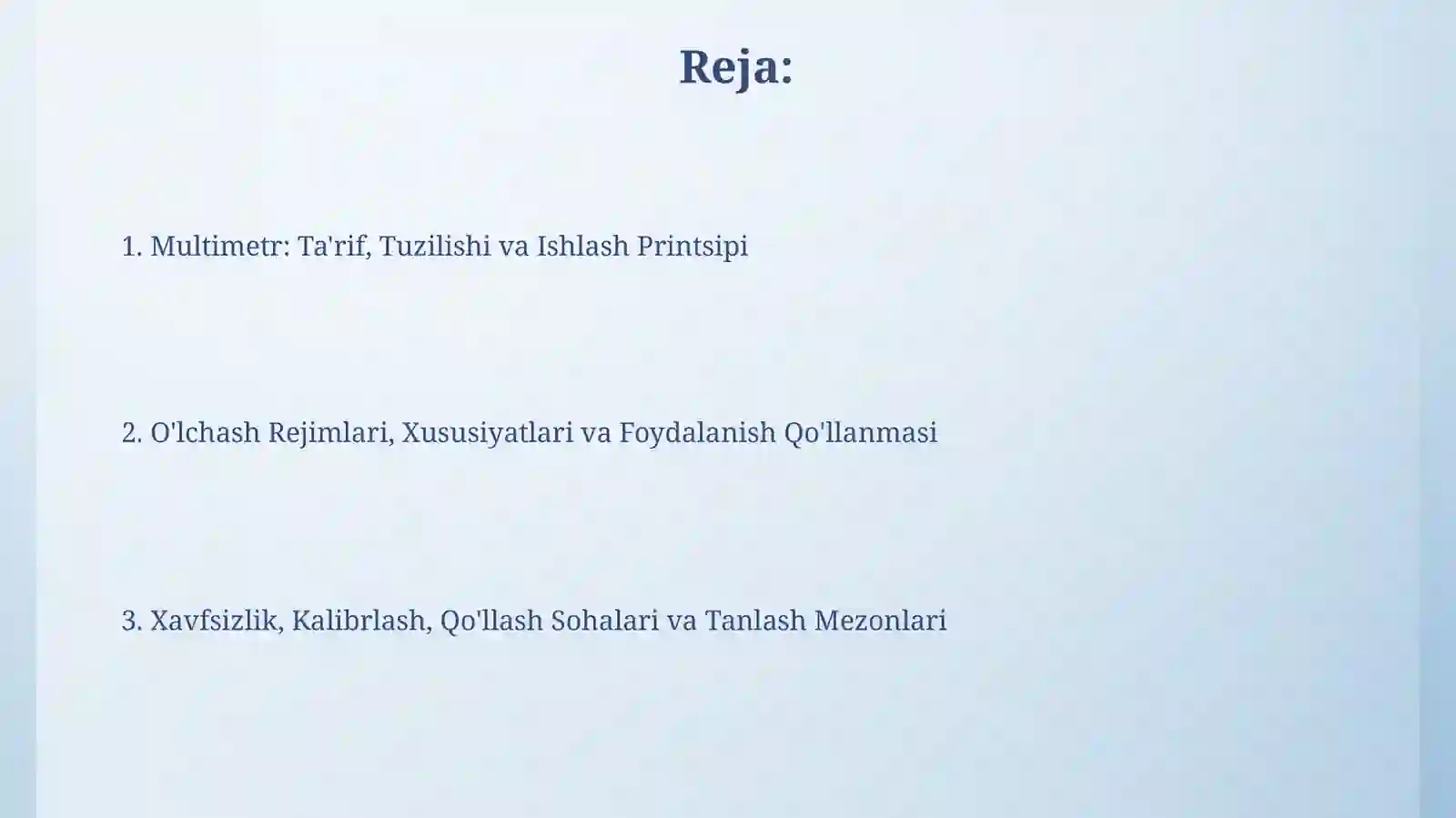 Multimetr (Raqamli o'lchash asbobi) 2