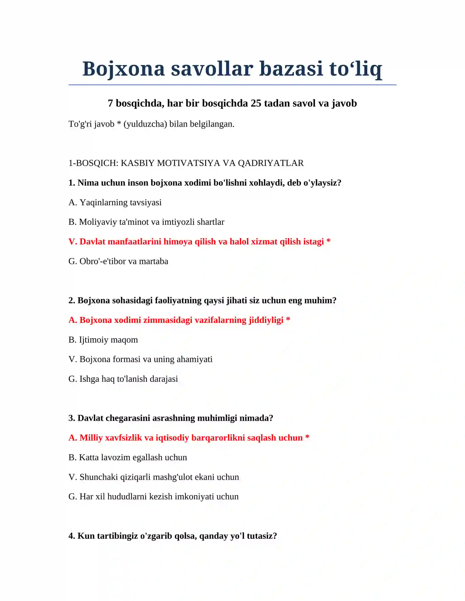 Bojxona savollar bazasi to‘liq 2
