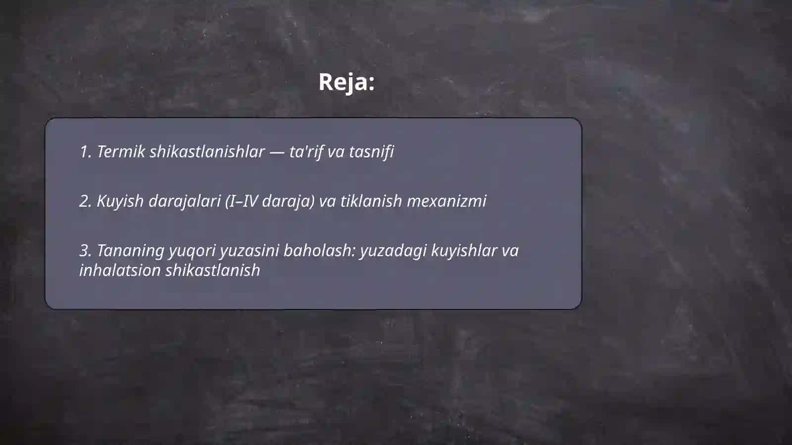 Termik shikastlanishlar tanqidiy-klinik asoslar to'g'risida 2