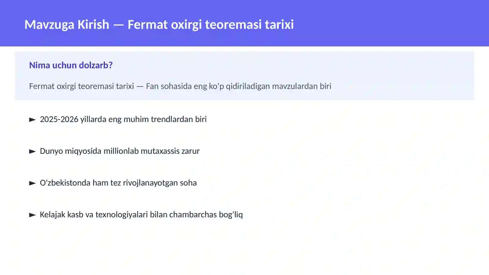 Fermat oxirgi teoremasi tarixi 2