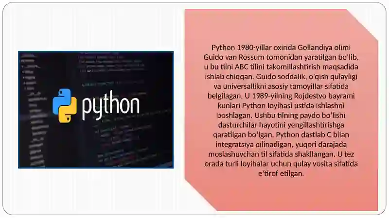 Python dasturlash tilining tarixi 2