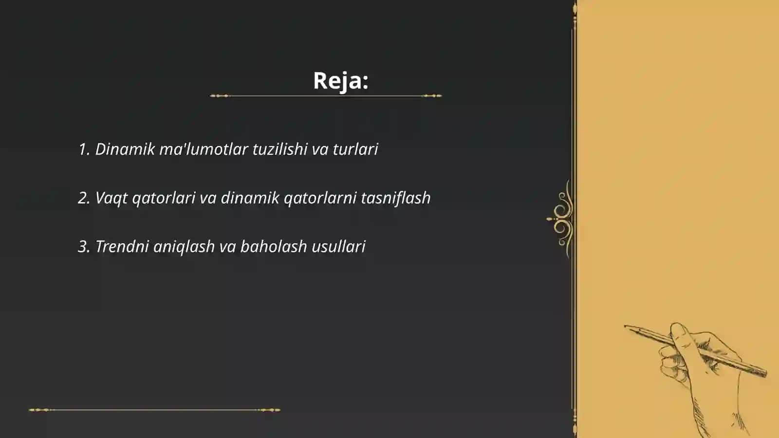 Dinamikani statistik o'rganish uslubiyati IDS 01-24 Azizbek To'xtayev 2