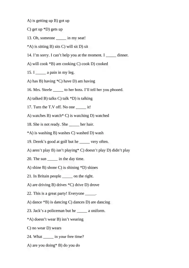 English language test questions 2
