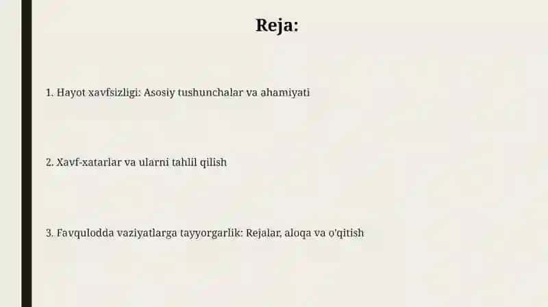 Hayot faoliyat xavfsizligi ta'minlash asoslari 2