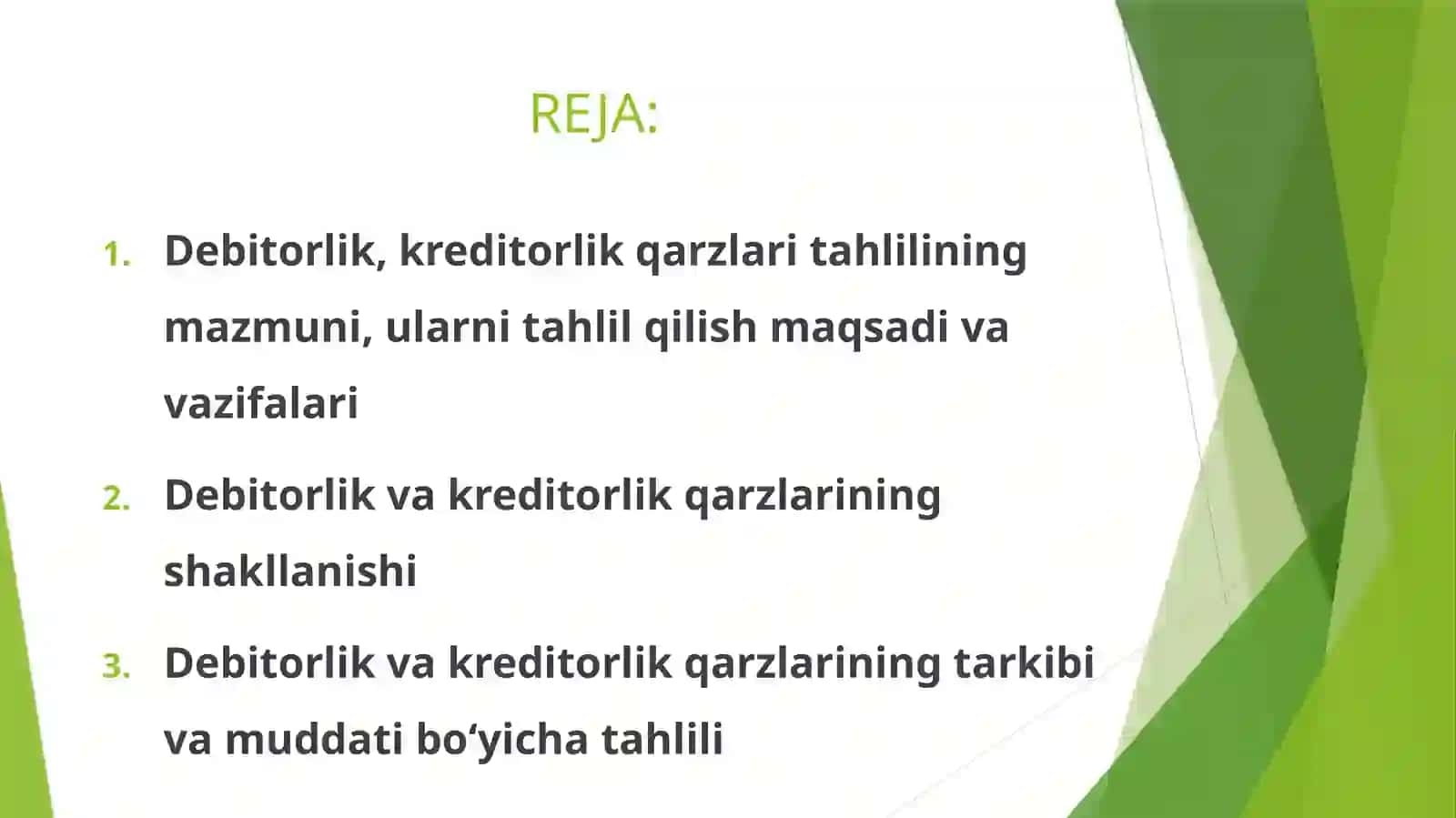 DEBITORLIK VA KREDITORLIK QARZLARI TAHLILI 2