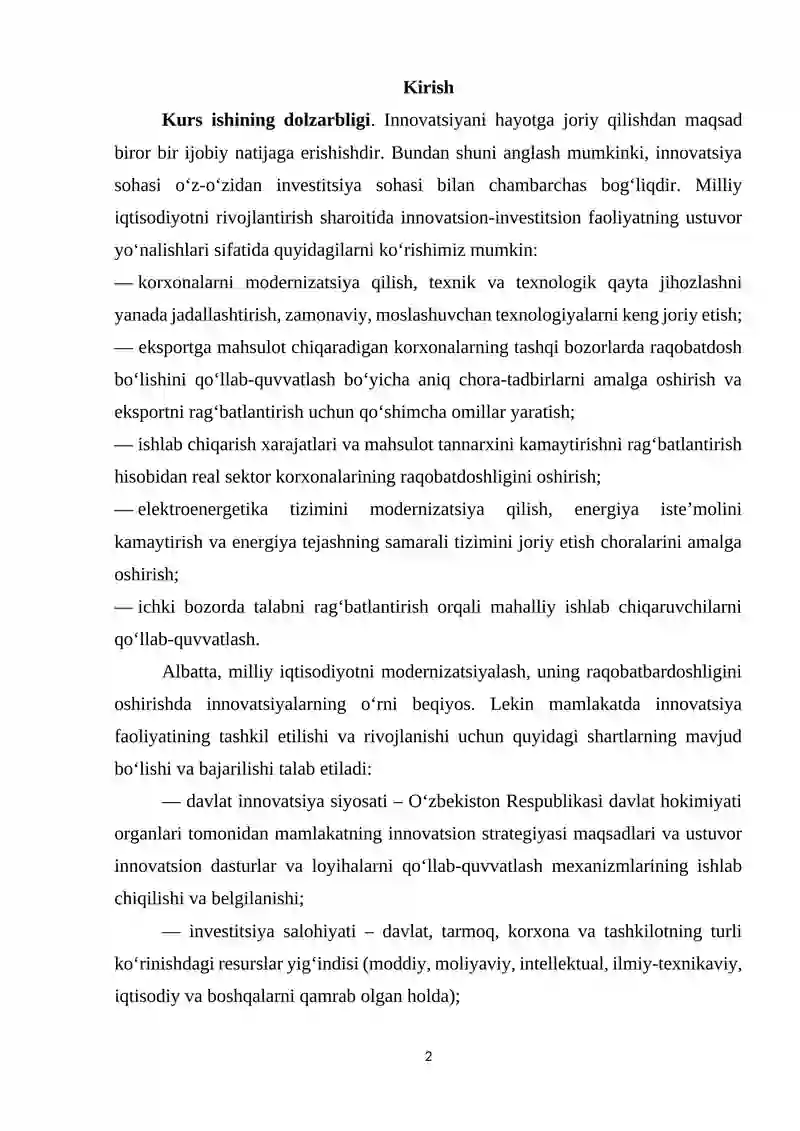 Globallashuv mehnat unumdorligining ortishi va jaxon miqyosida innovatsiyani tuxtovsiz qo`llash imkoniyatini yaratishdagi o`rni 2