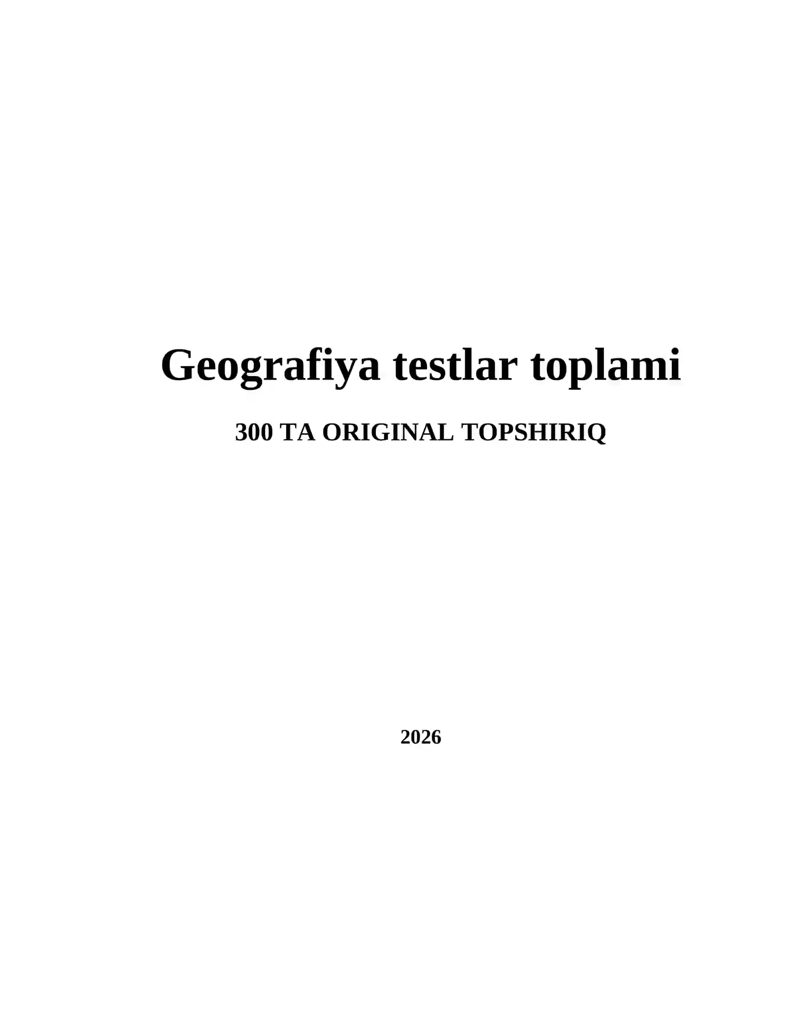 Geografiya testlar toplami 2