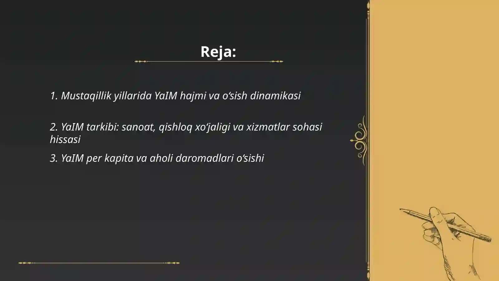 Mustaqilik yillarida ozb respublikasi rivojlanishining makro iqtisodiy korsatkichlari 2