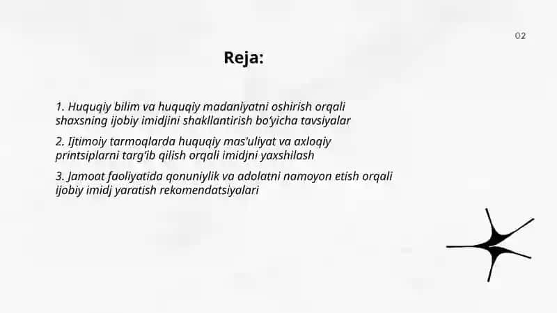 Huquqiy hamjamiyat va jamiyatda shaxsning ijobiy imidjini shakllantirish boʻyicha tavsiyalar 2