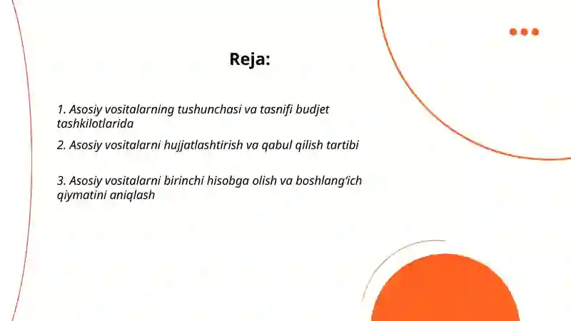 Asosiy vositalar hisobini tashkil etish 2