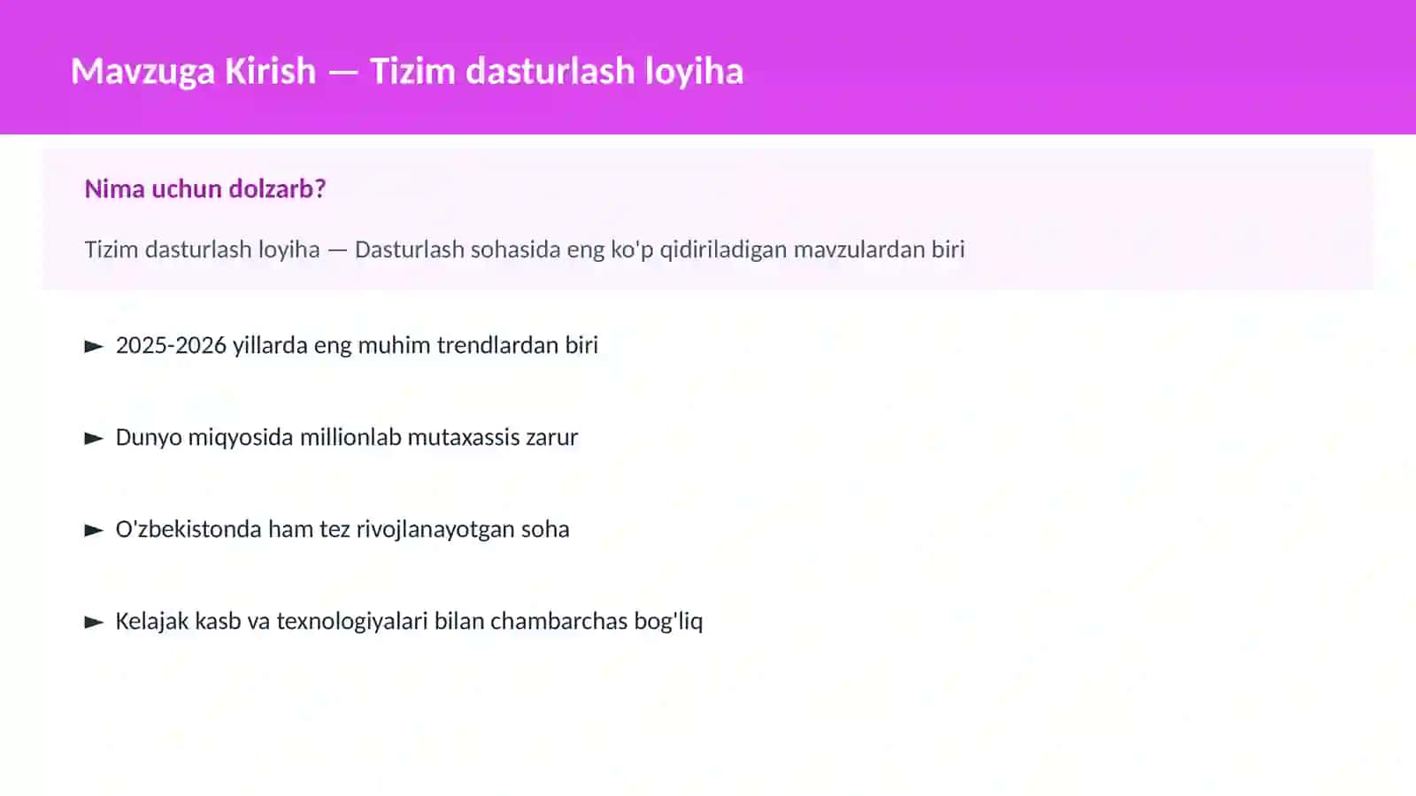 Tizim dasturlash loyiha 2