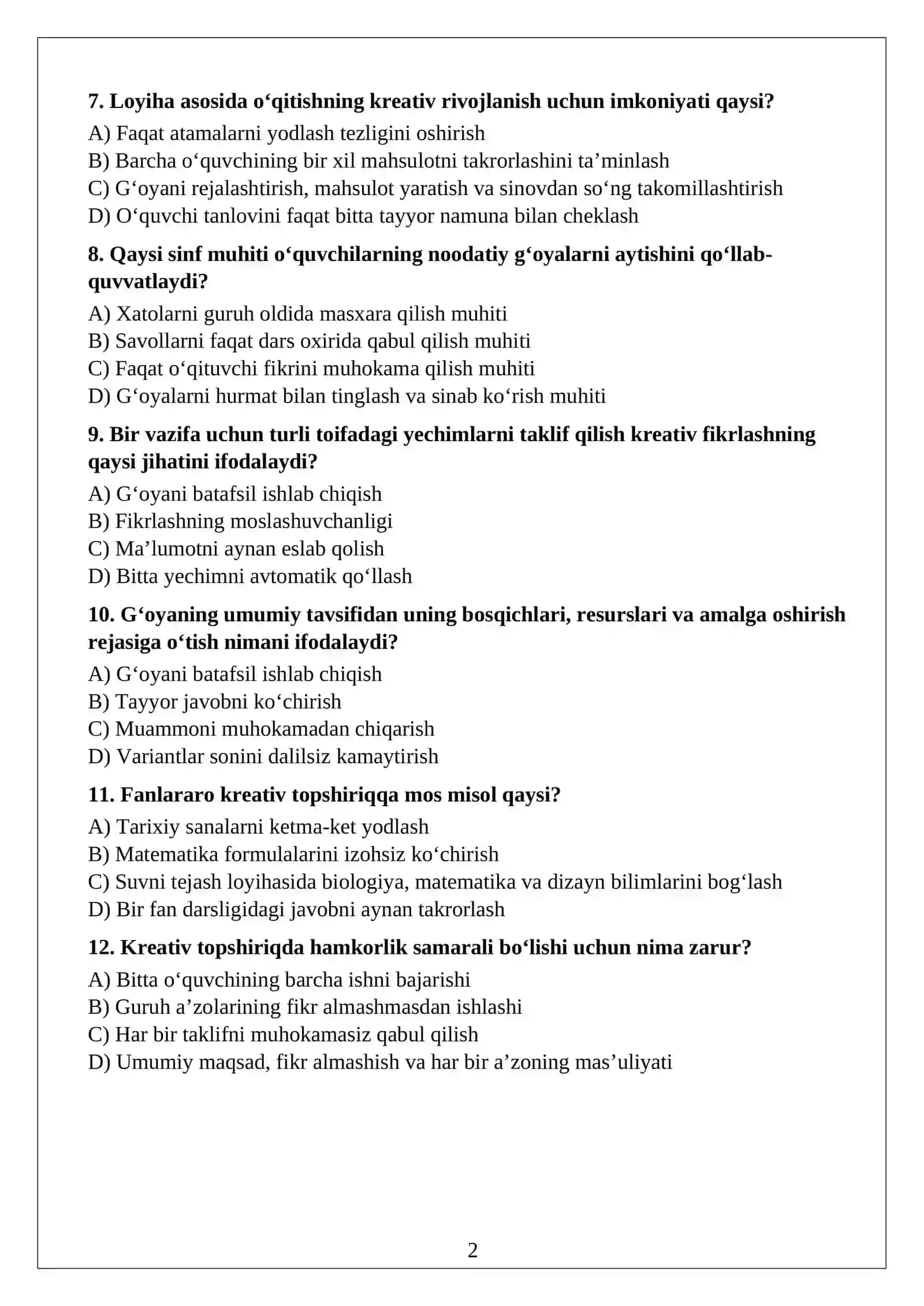 Zamonaviy ta’limda kreativ pedagogik yondashuvlarning ahamiyati 2