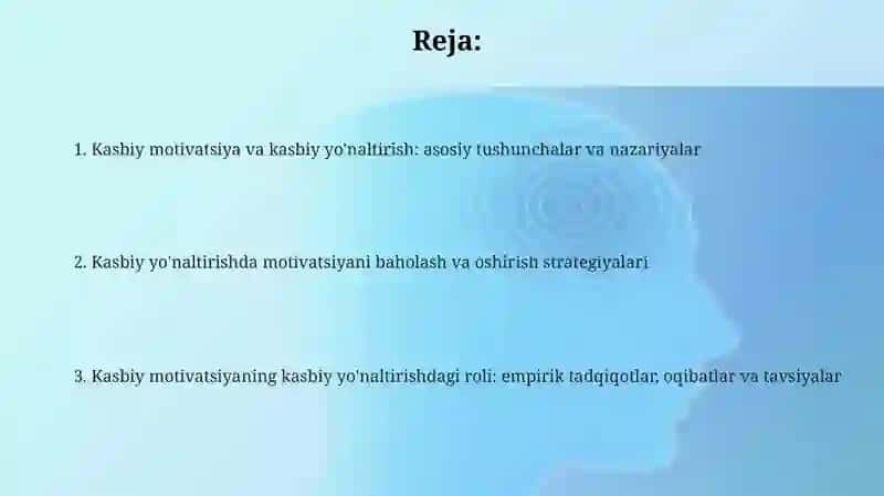Kasbiy Motivatsiya va Kasbiy Yo'naltirish 2