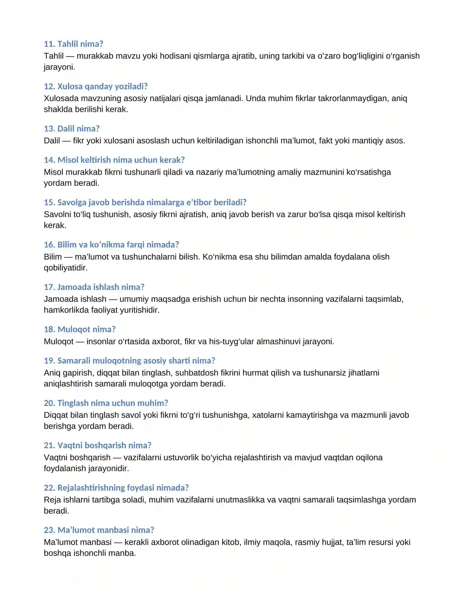 SAVOL-JAVOBLAR 2