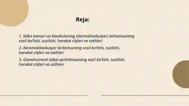 Yelka kamari va qo‘l erkin qismi suyaklarning birlashuvi 2
