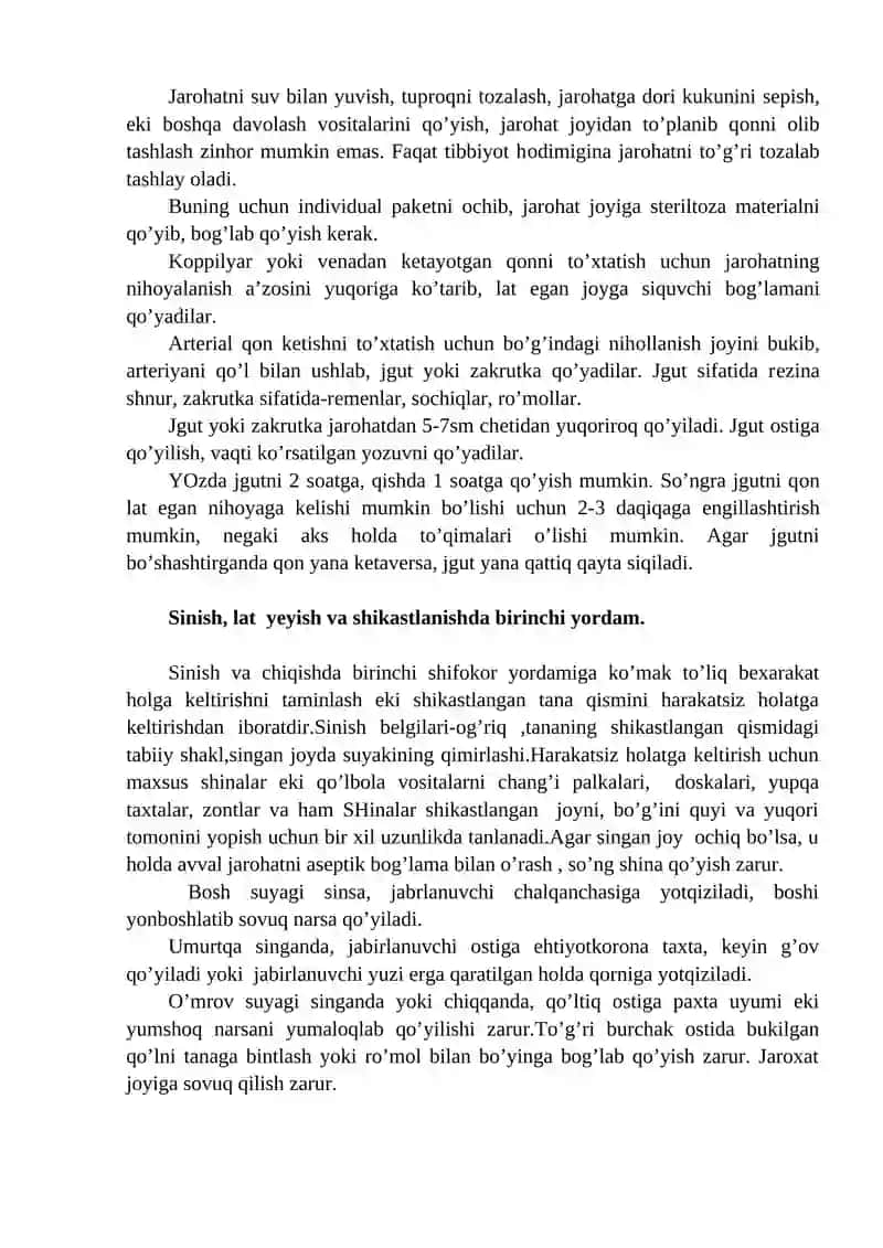 BIRINCHI TIBBIY YORDAM KOʻRSATISH ASOSLARI 2