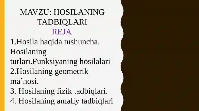 Hosilaning Tadbiqlari 2