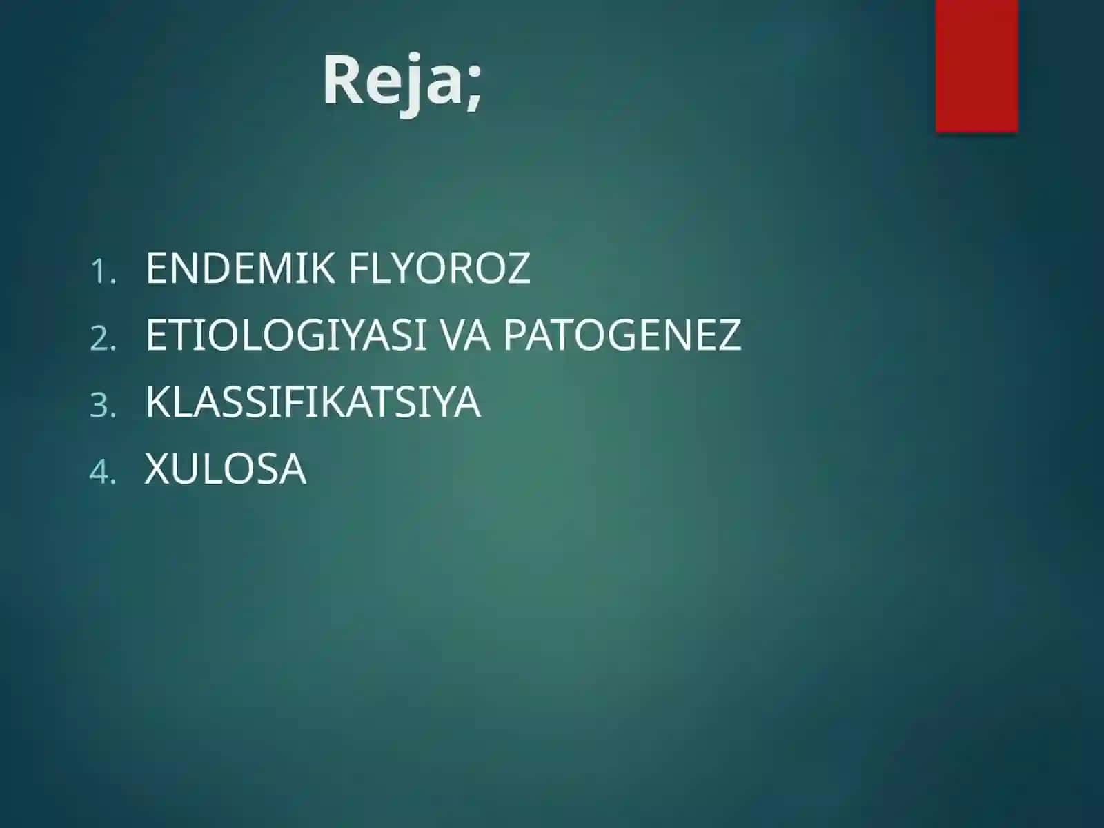 Tishlar endomik flyurozi. Klassifikatsiyasi 2