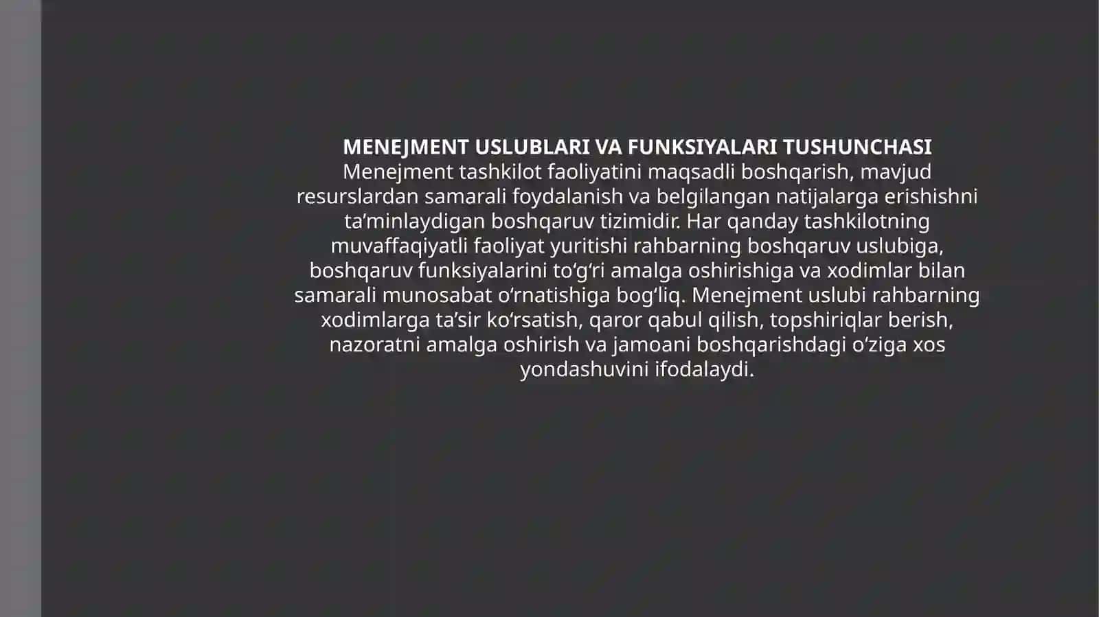 Menejment uslublari va funksiyalari 2