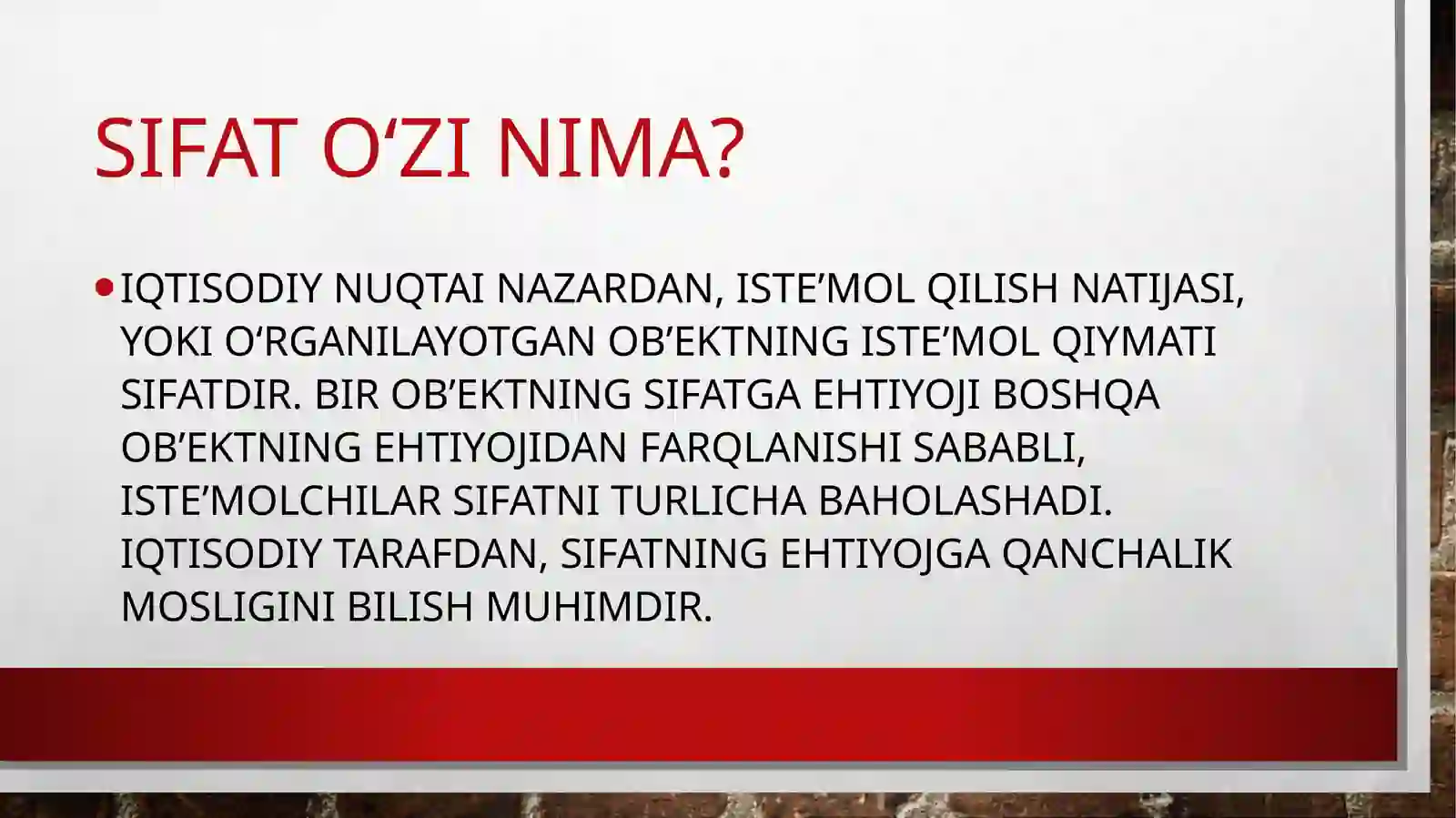 Mahsulot sifati va sifatni boshqarish 2