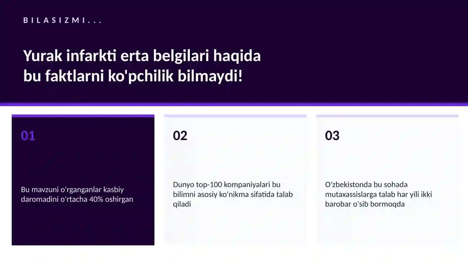 Yurak infarkti erta belgilari 2