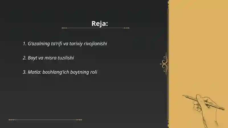 G‘azal janriga xos xususiyatlar 2