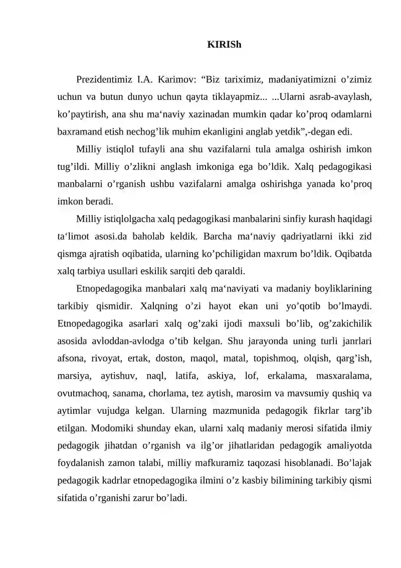 O’zbek xalq pedagogikasining imkoniyatlari va istiqbollari 2