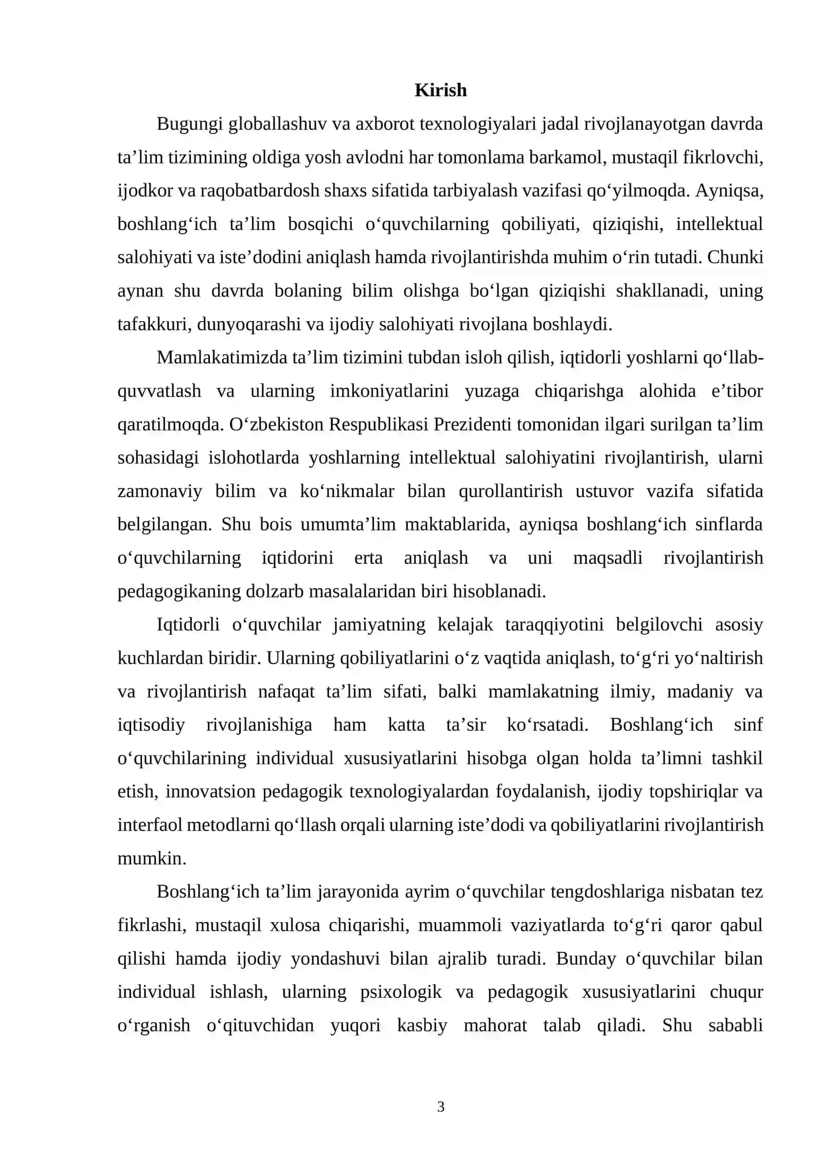 BOSHLANG'ICH SINFDA O'QUVCHILARNING IQTIDORINI ANIQLASH BA RIVOJLANTIRISH 2