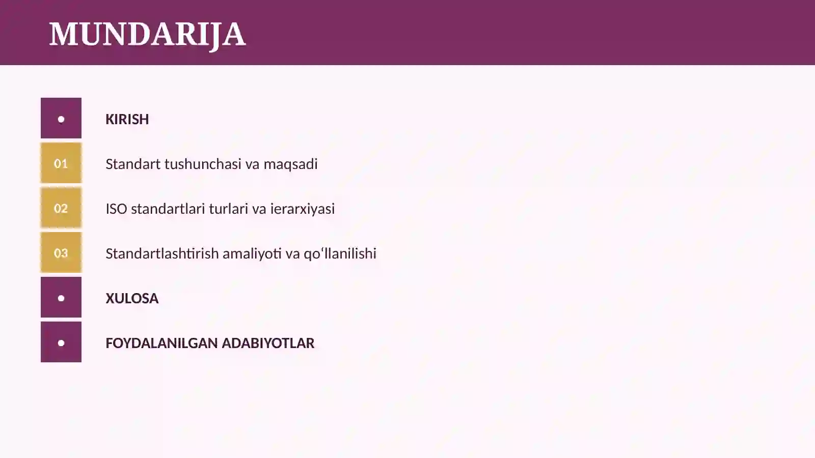 STANDART VA ULARNING TURLARI ISO 2