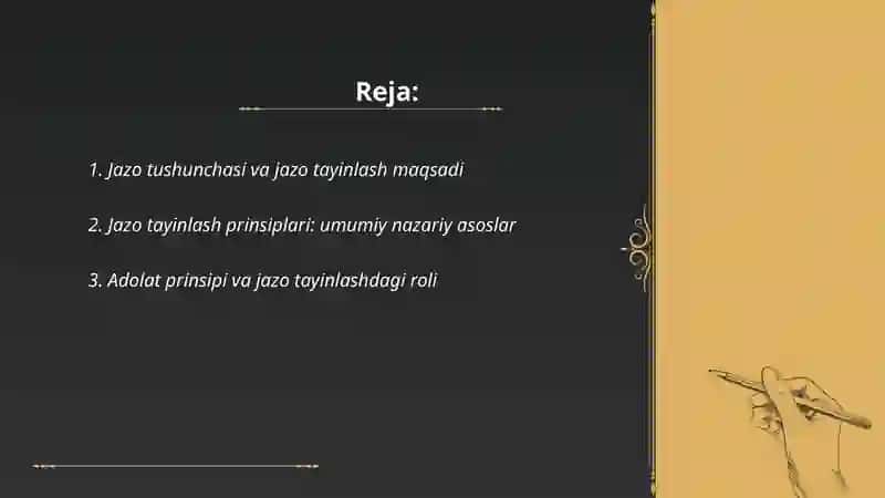 Jazo tayinlashning prinsiplari tushunchasi,ahamiyati 2