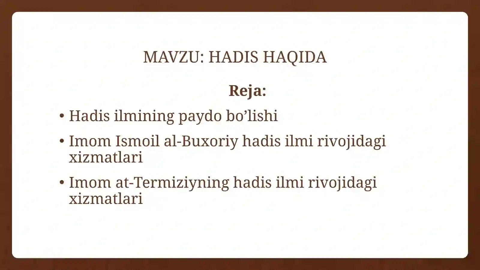 HADIS HAQIDA 2