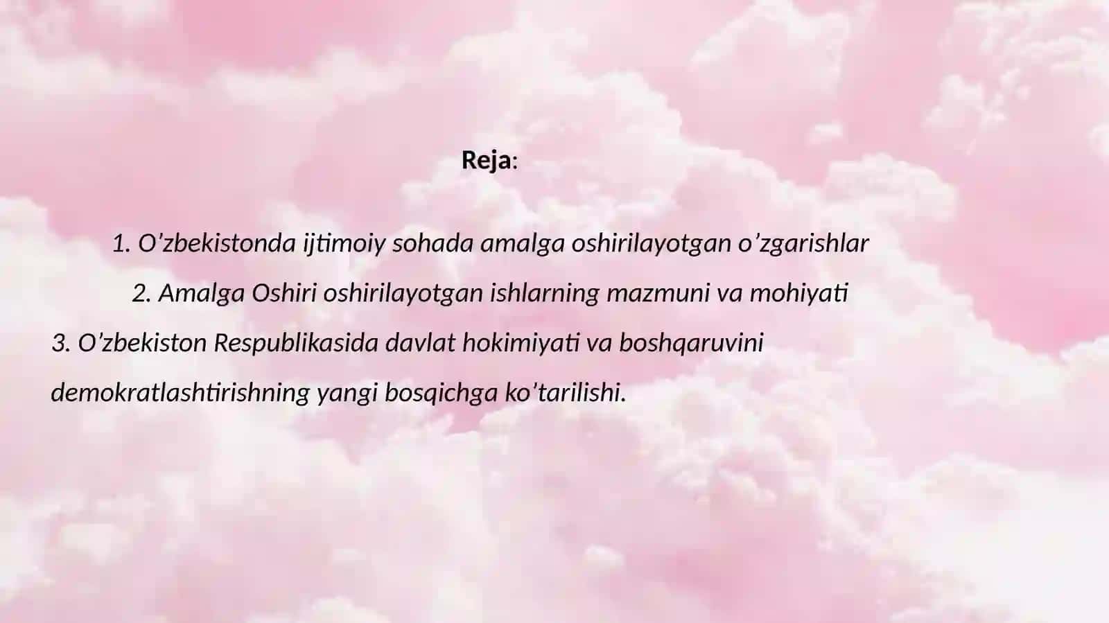 O’zbekistonda ijtimoiy sohada amalga oshirilayotgan o’zgarishlar mazmun va mohiyati 2
