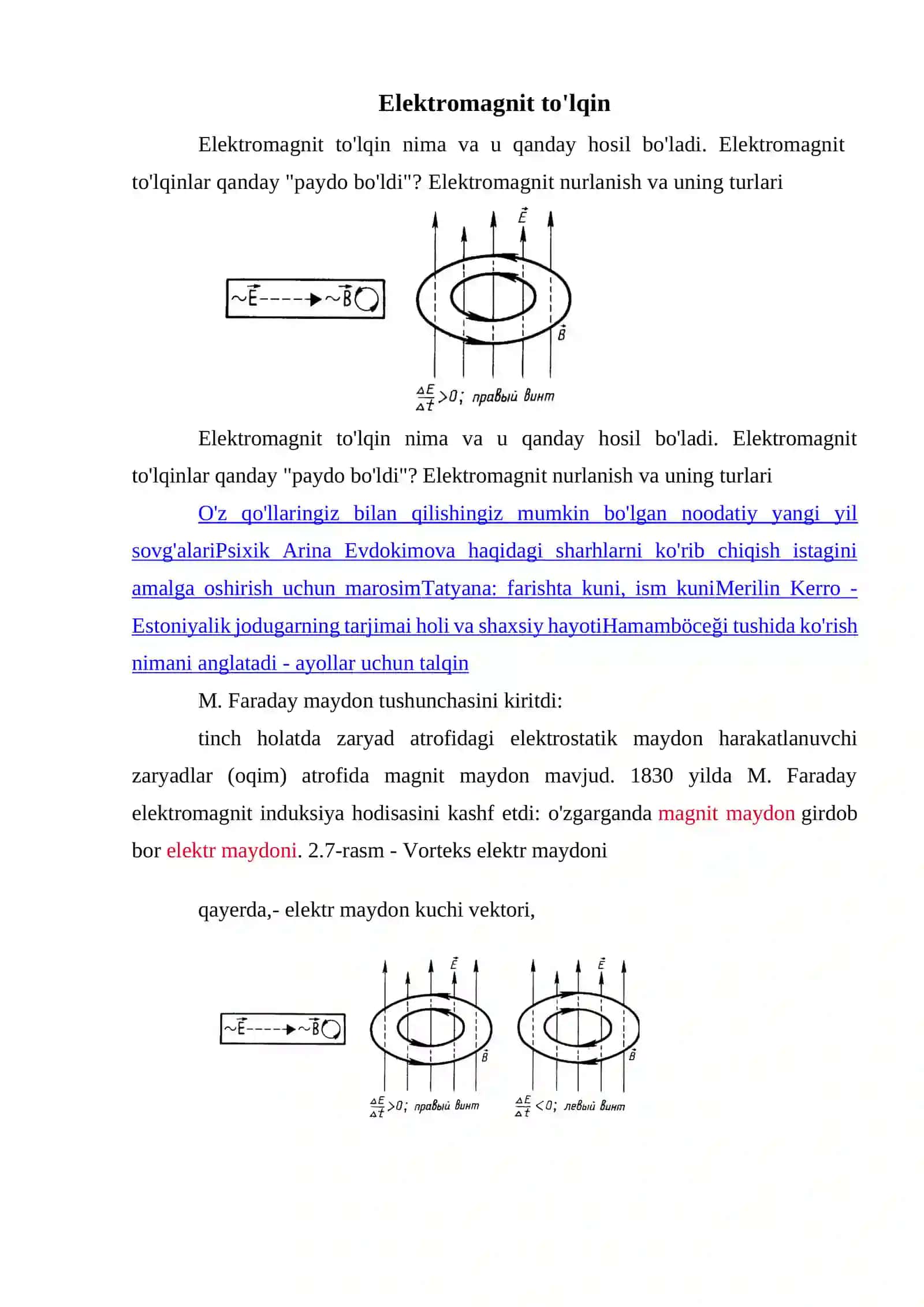 Elektromagnit to'lqinlarni nurlanish 2