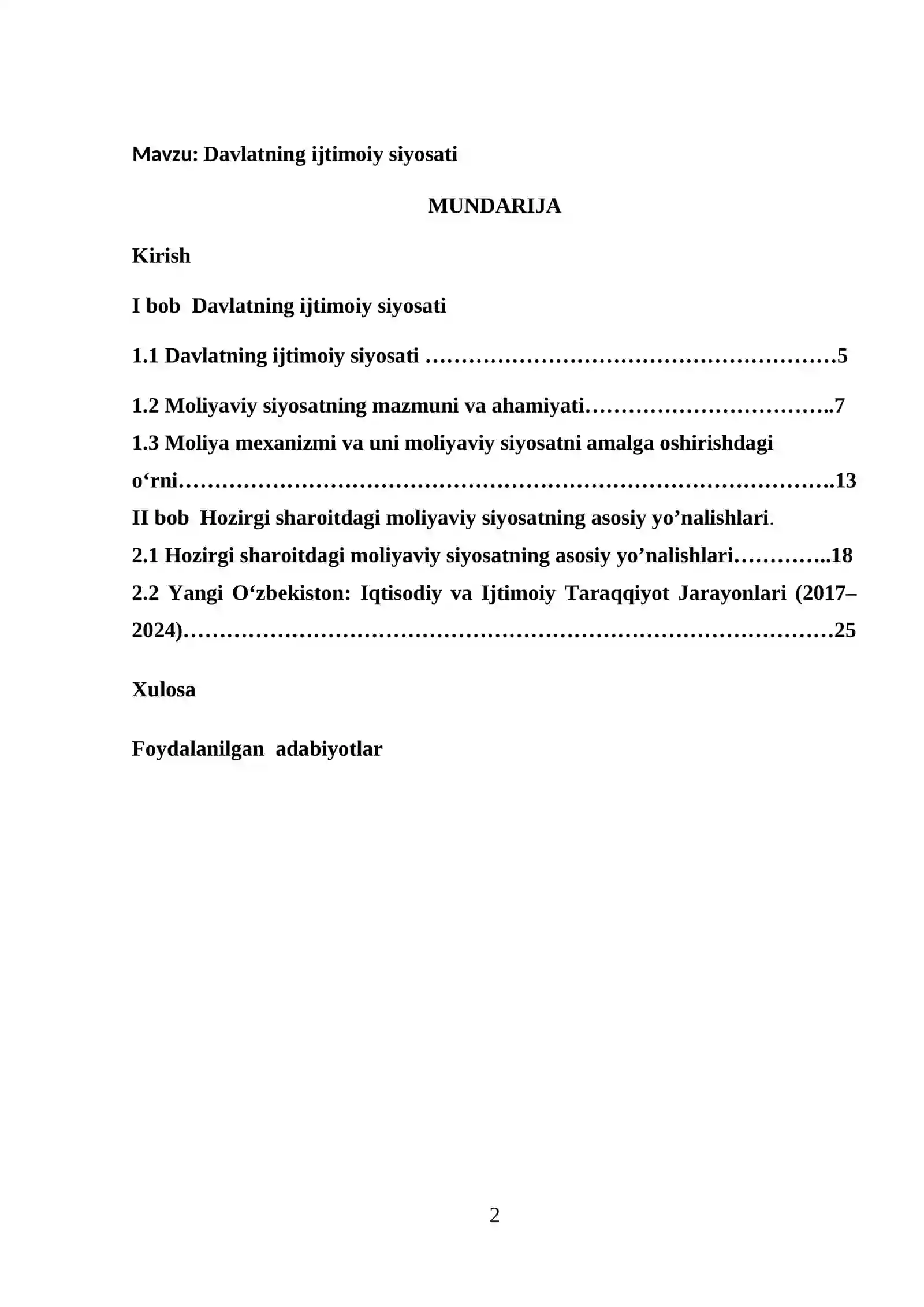 Davlatning ijtimoiy siyosati 2
